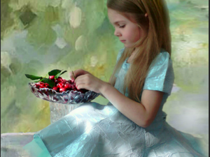 Пантелеева Кира  Фото на основе картины В.Волегова Девочка с вишнями